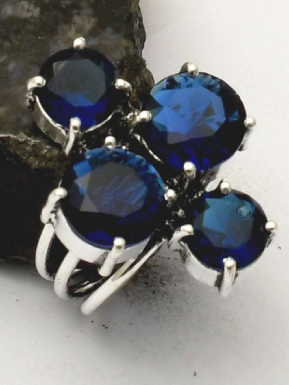 Tanzanite Gemstone Sterling Silver Ring Size-6.5